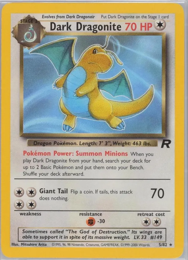 Dark Dragonite #5 (Non-Holo Unlimited Edition #5 Error)