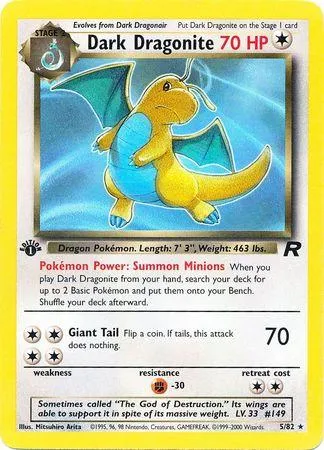 Dark Dragonite #5 (Non-Holo 1st Edition #5 Error)